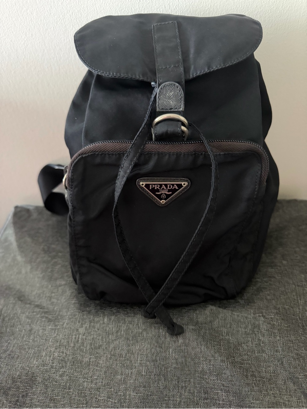 Prada Black Nylon Drawstring Mini Backpack